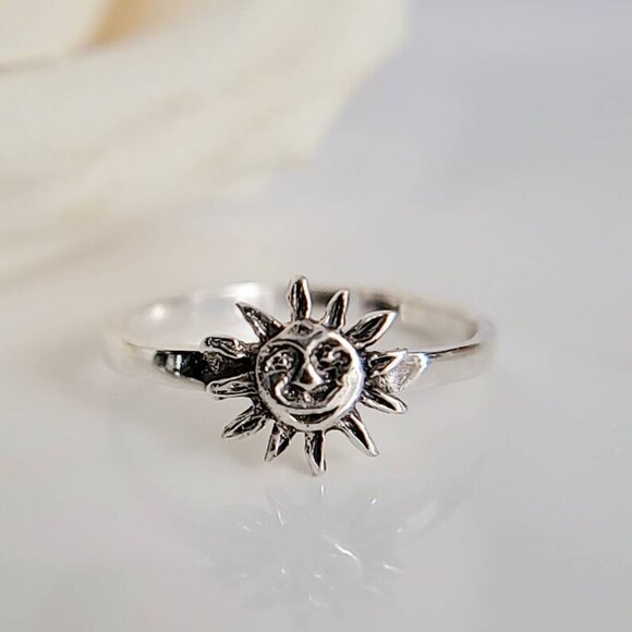 Sterling Silver Sun Ring, Women's Sun Ring, Minimalist Ring for Women - Picture 3 of 10